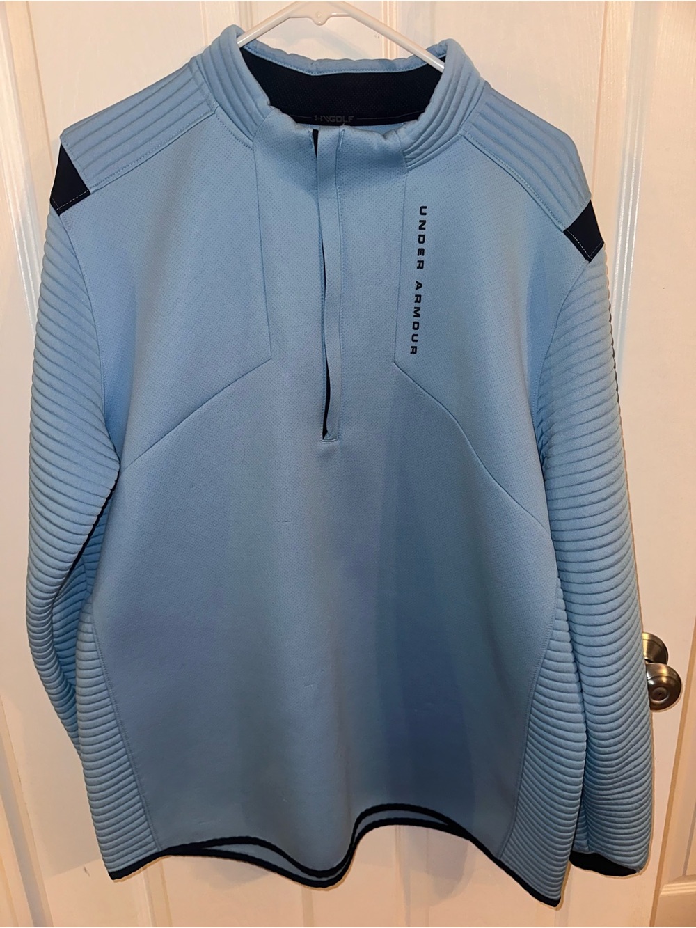 Under Armour Golf ColdGear Men’s XXL Blue Ribbed Quarter Zip Pullover Loose Fit